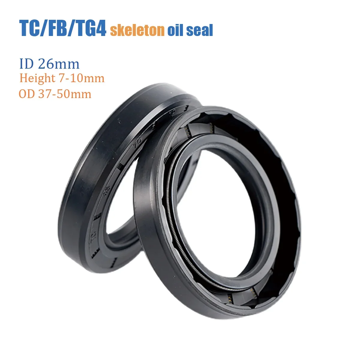 2Pcs ID 26mm NBR Nitrile Rubber Shaft Oil Seal TC-26*37/40/42/45/47/50*7/10mm FB/TG4 Framework Dustproof Sealing Gasket O-Ring