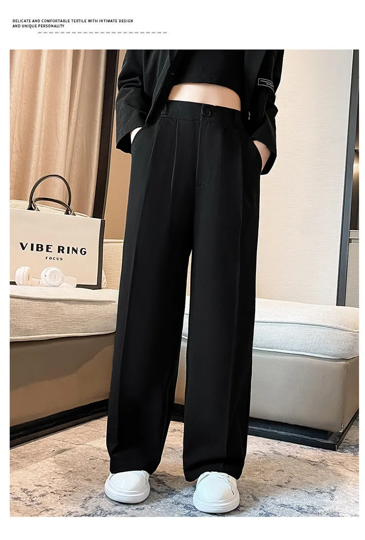 Schwarzer Blazer für Teenager-Mädchen, Cigarette-Hose, Ganzjahres-Bestseller, Hochgeschnittene Lange Hose, Koreanische Kinder-Hochzeitsmode, Formelle Hose – Detail 8