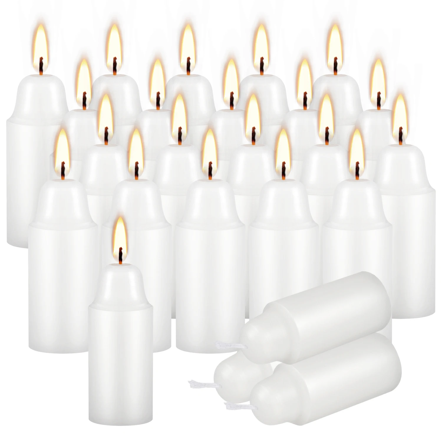 24 white candles (2.8in * 1.18in), made of pure paraffin wax, are the perfect choice for all occasions such as birthdays, Halloween, Christmas, etc.