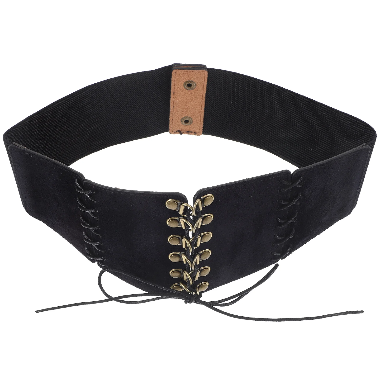 حزام مشد عريض مرن للنساء من جلد الغزال حزام خصر لفستان المعطف تفاصيل عقدة أنيقة مظهر فاخر قابل للتمدد