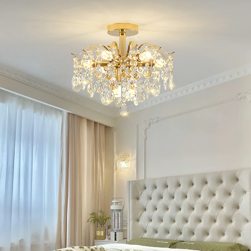 Luxury K9 Crystal Chandelier Home Decor Ceiling Light Suitable For Living Room Dining Room Bedroom Modern Minimalism Glossy Lamp