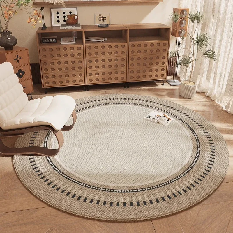 Retro Style Round Rug – Soft Washable Anti-Slip Mat for Bedroom, Living Room, Cloakroom & Bedside