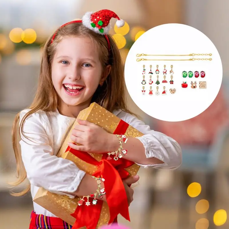 Christmas Jewelry Advent Calendar 24 Grids Countdown Bracelets Bead Kit For Jewelry Making Beaded Bracelets Making Pendants