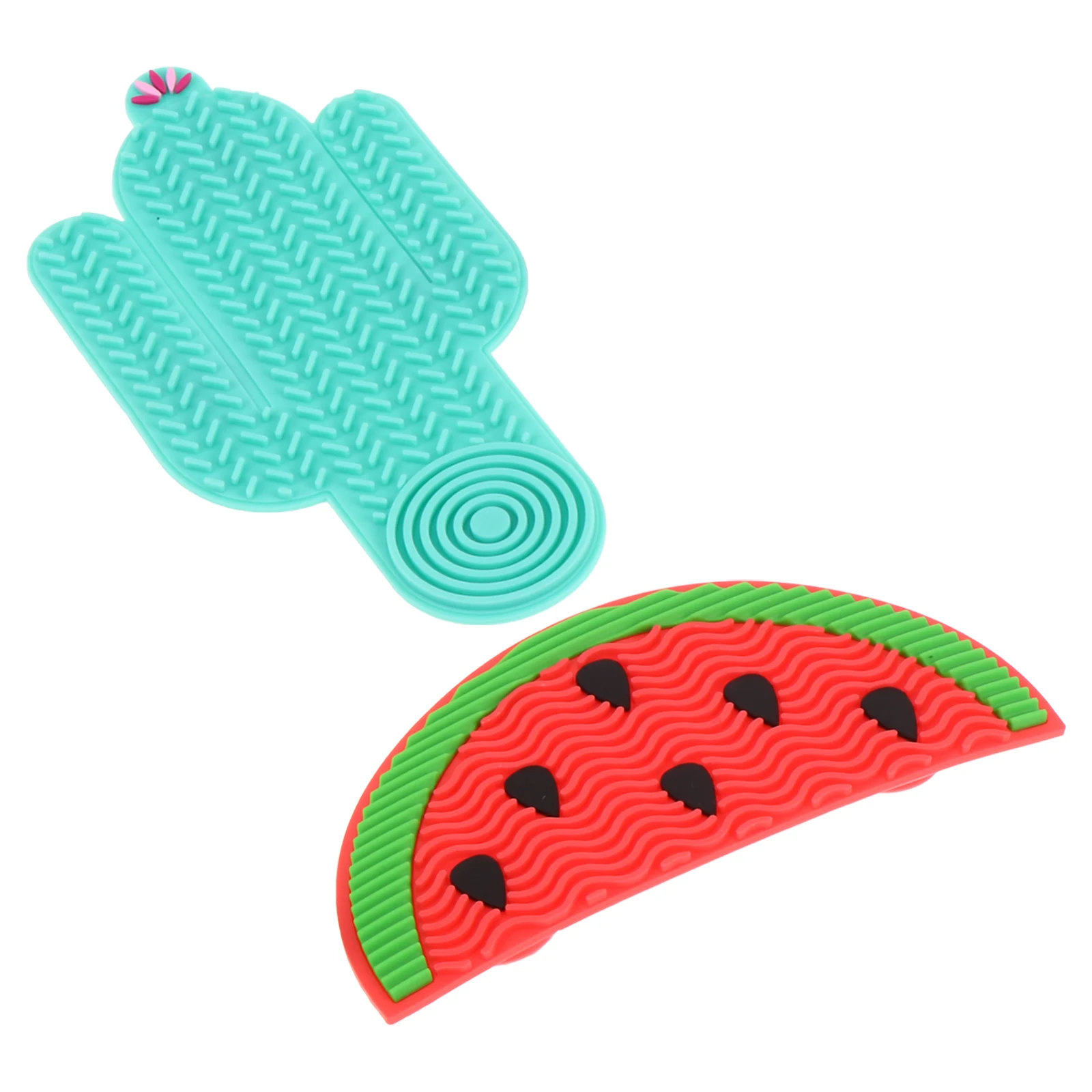 

2Pcs Watermelon Brush Cleaning Mat Silicone Makeup Washing Pad Tool With Suction Home Salon Use Makeup Brush Cleaner Mat