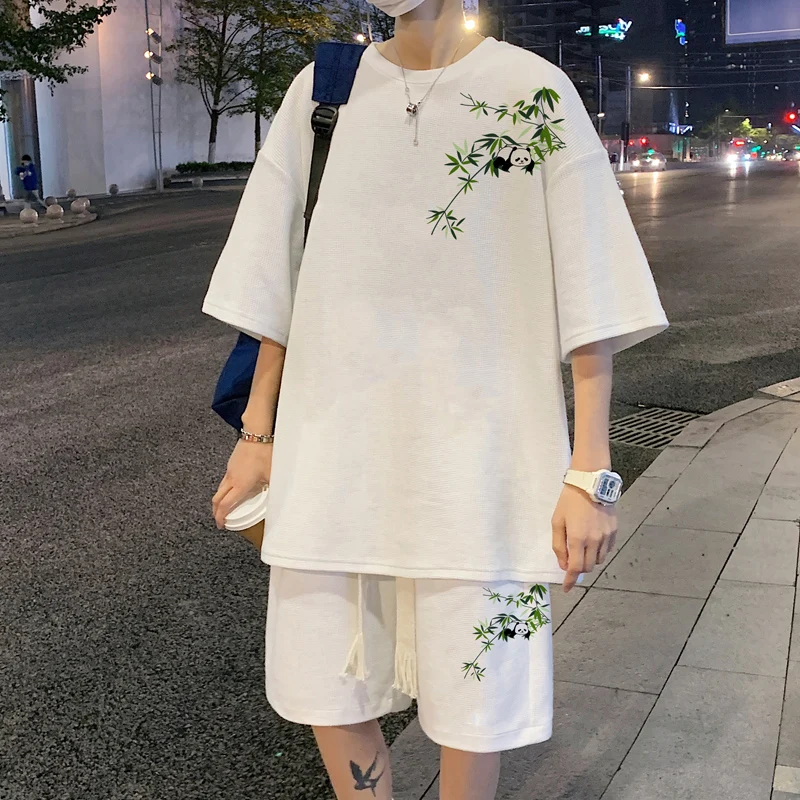 

Свободный повседневный мужской комплект брюк ort Sve ort, летний модный костюм-двойка из полиэфирного волокна, подходит для подростков