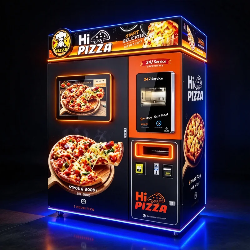 Pizza Vending Machine Fully Automatic 24 7 Self Service Stainless Steel Hot Food Machine Cloud Management Customized