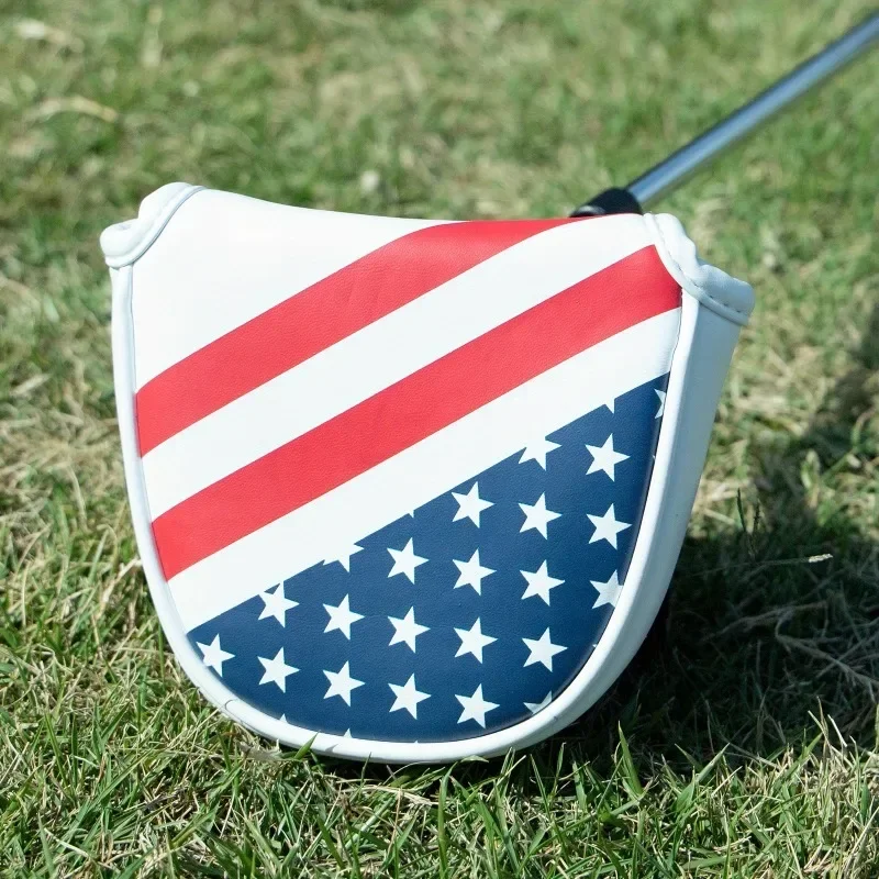 1pc American Flag Element Half Round Putter Cover, Magnet Closure Universal Size Waterproof Wear-resistant  Leather Putter Cover