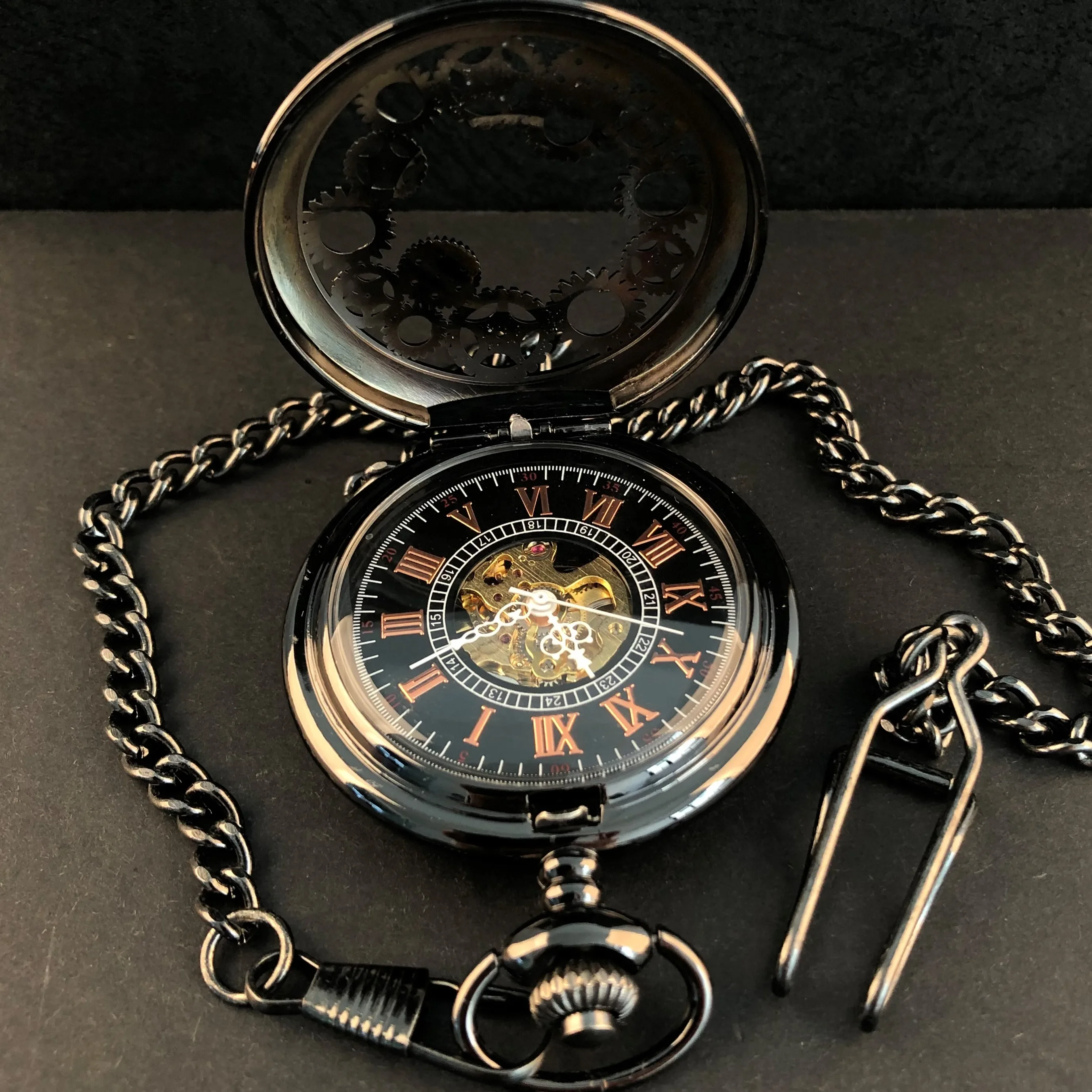 Mechanical Skeleton Gear Pocket Watch For Men Women Personalised Fob Chain Watches Vintage with Chain Clock