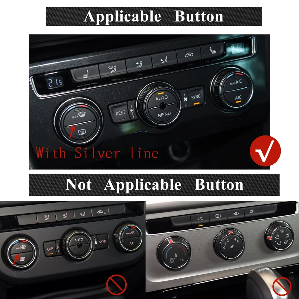 Air Condition Knob Trim  Ring Climate Control Adjust Button Cover For Volkswagen VW Golf MK7 Tiguan Passat B8 T-ROC Atlas Ateca