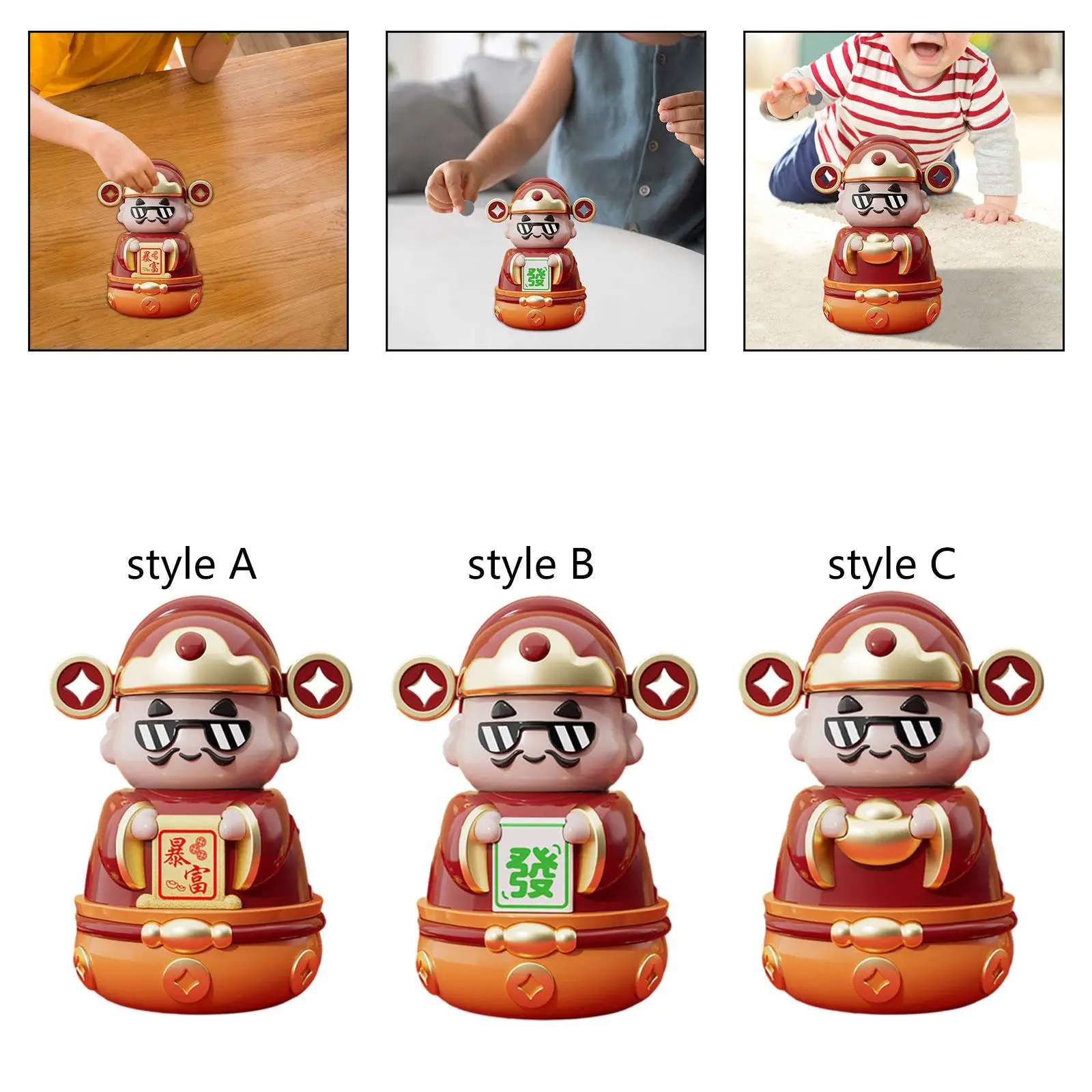 God of Wealth Statue Desktop Lovely Shatterproof Table Decoration Piggy Bank Money Saving Pot Money Save Bank for Children