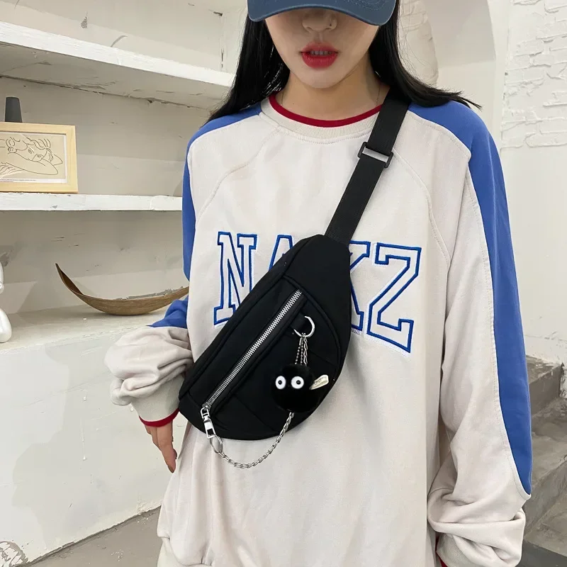 2024 Women Chain Waist Bag Ladies  Designer Canvas Fanny Pack Fashion Travel Money Phone Chest Banana Bag Female Bum Belt Bags