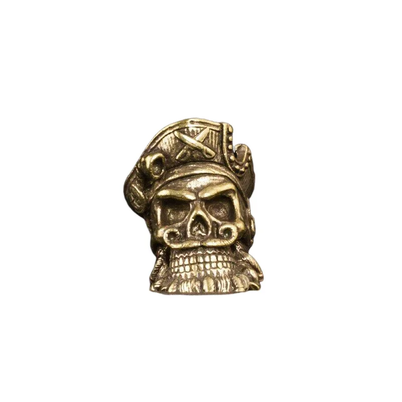 Brass Pirate Skull Rope Beads DIY Keychain EDC Outdoor Knife Hanging Umbrella