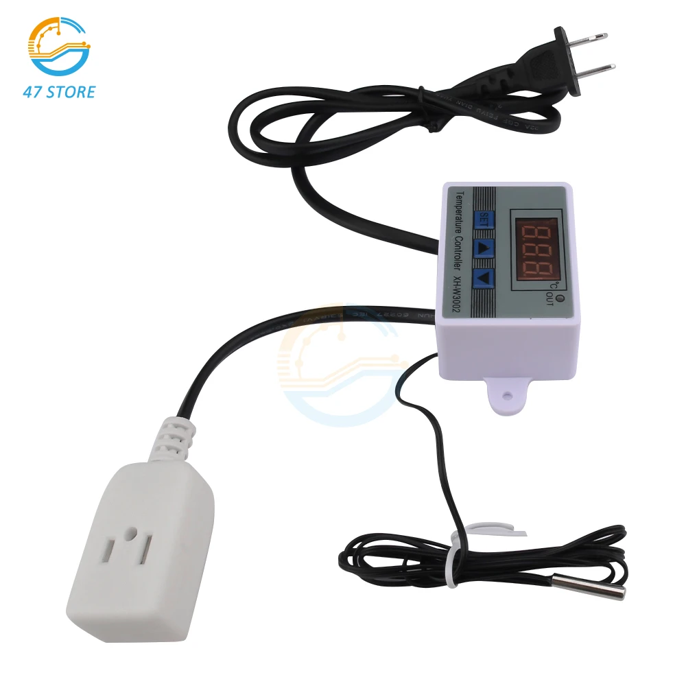 W3001/W3002 AC 110-220V Digital LED Temperature Controller Module Digital Thermostat With Waterproof Probe Electronic Thermostat