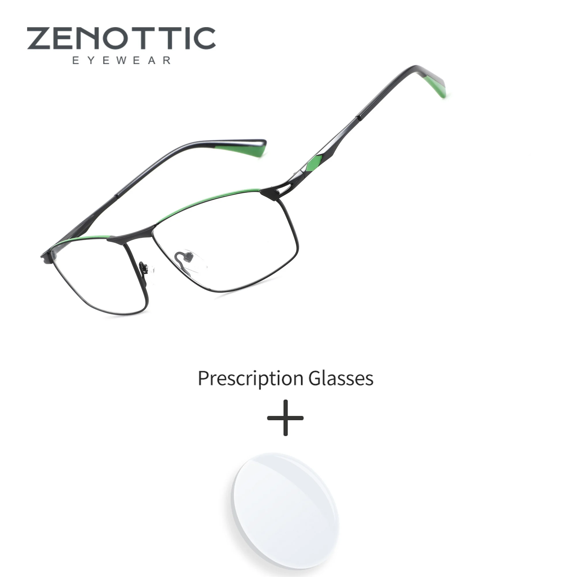 ZENOTTIC M Size Rectangle Metal For Men Prescription Eyeglasses Multifocal Progressive Blue Light Blocking Business Trip Glasses