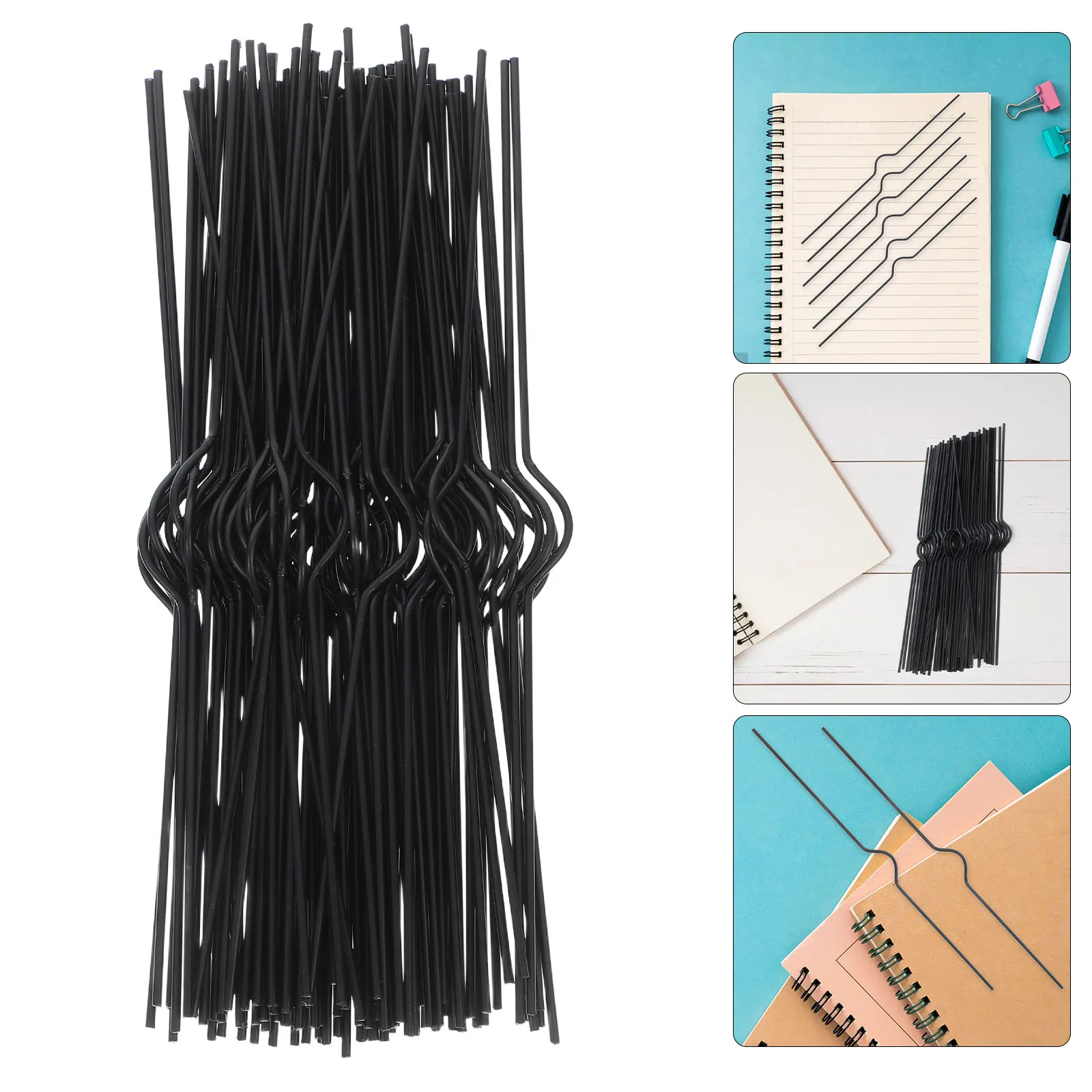 

100pcs Binder Iron Wire Holder Double Coil Binding Hook Poster Display Hook for Wall Display Notebooks Posters Decor