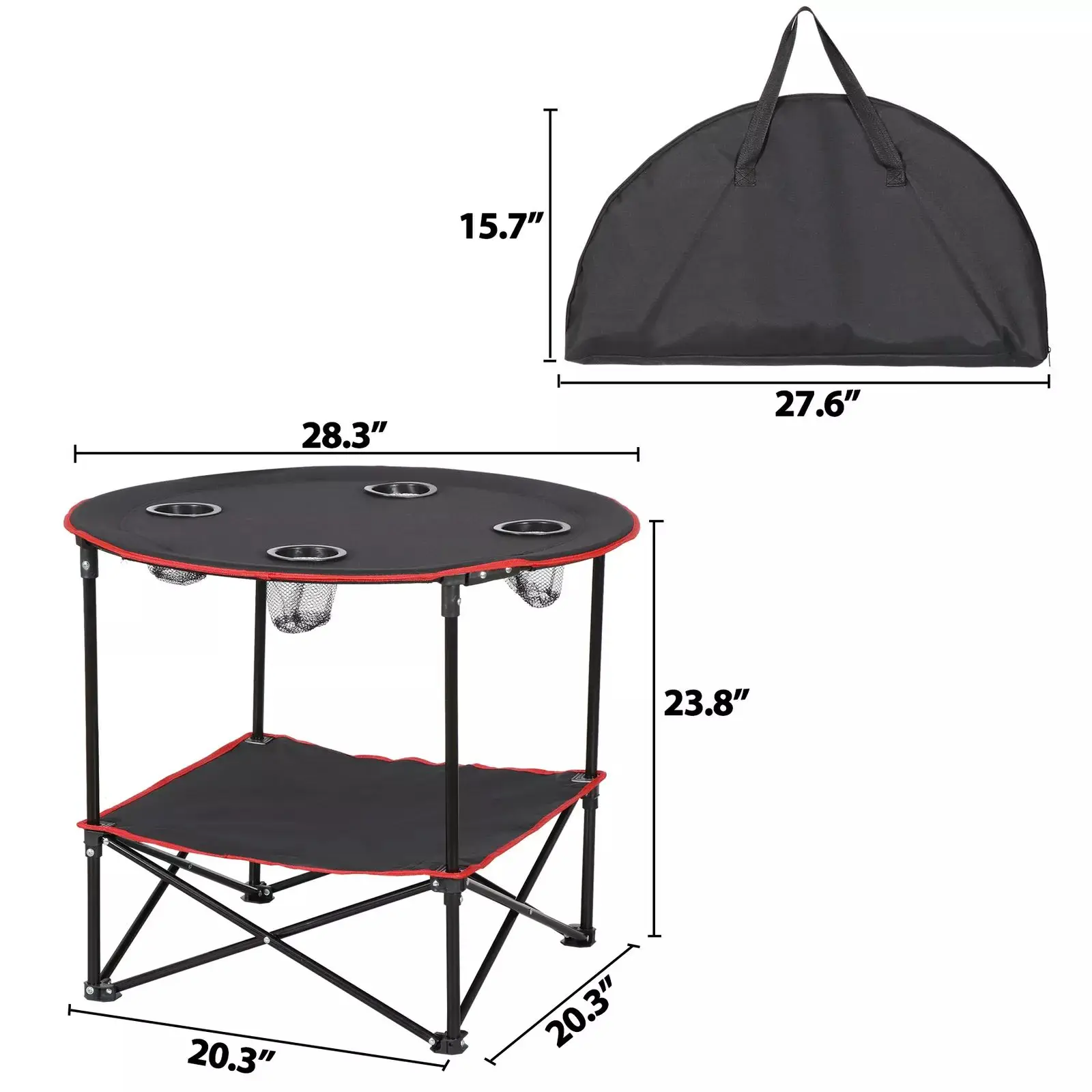 Folding Picnic Table Portable Outdoor Camping Table with 4 Cup Holders and Bags