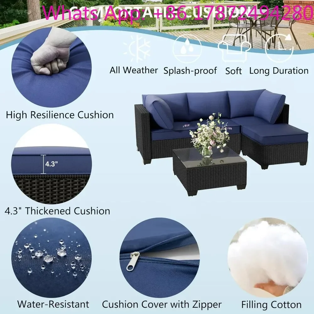 5 Pieces Patio Furniture Set Outdoor Furniture with Coffee Table