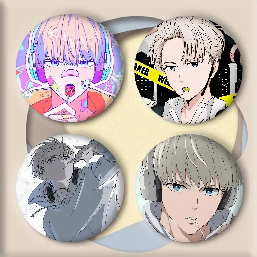 Anime Wind B-Breaker Cartoon Ren Kaji Round badge lapel pin backpack clothing jewelry accessories gift brooch