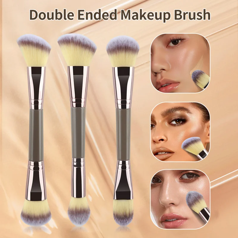 Brosse de maquillage simple à Double extrémité, brosse de fond de teint, brosse de Contour à poils souples, brosse à poudre libre, brosse à flamme multifonctionnelle Bea