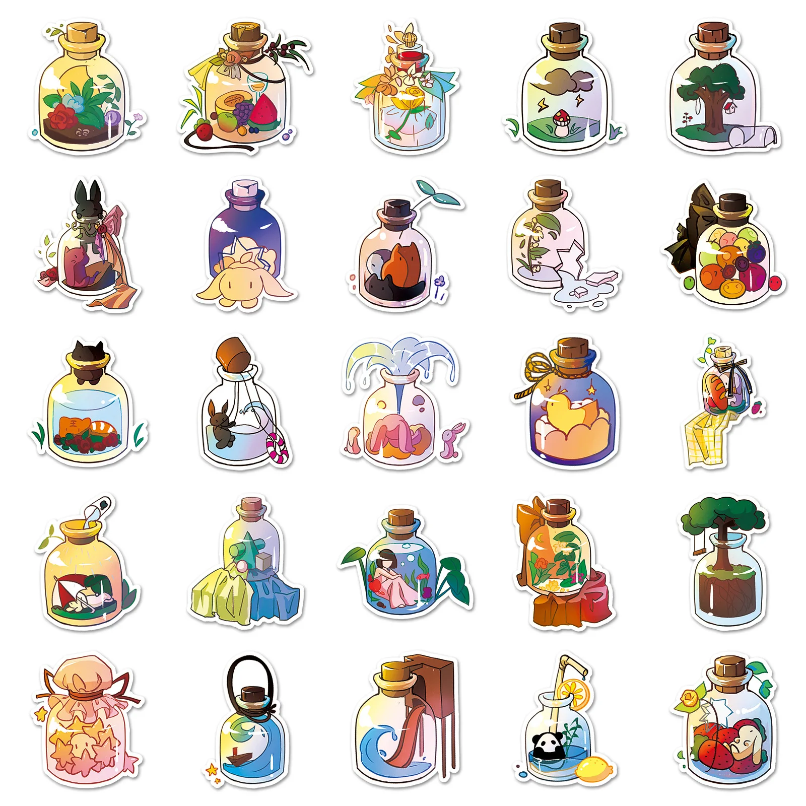 10/30/50PCS Cartoon Cute World Bottle Sticker telefono fai da te Laptop bagagli Skateboard Graffiti decalcomanie divertimento per giocattolo per bambini