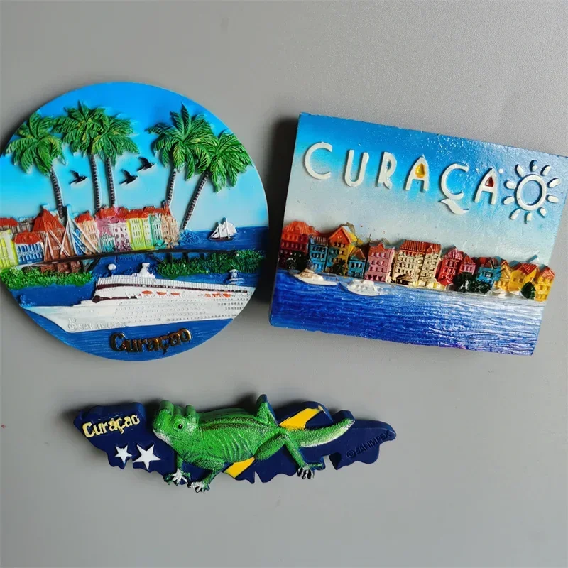 Netherlands Curacao Tourist Souvenirs Gift Stereo Resin Refrigerator Magnetic Stickers 3D Lizard Magnets for Refrigerators