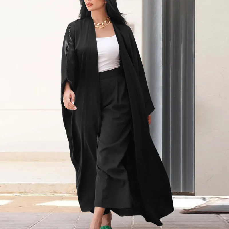 

Black Abaya for Muslim Women Loose Fit Long Coat Attire with Wide Sleeves for Modern Muslim Style Daily Use and Special Events
