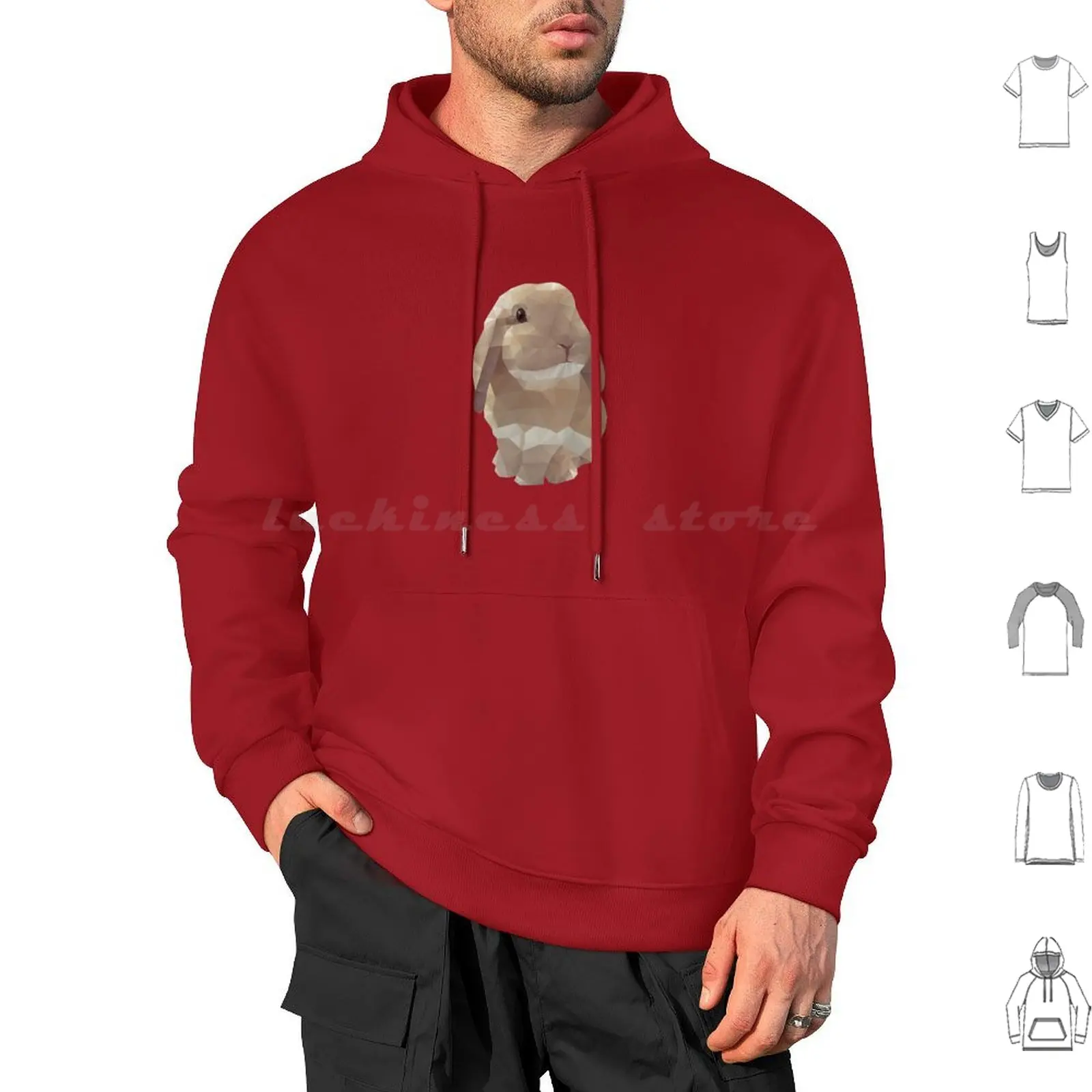 

Peanut Bunny The Rabbit Polygon Art Толстовка с капюшоном из хлопка с длинными рукавами Rabbit Bunny Hare Lop Animal Pet Cute Minilop Fluffy Tail Paw