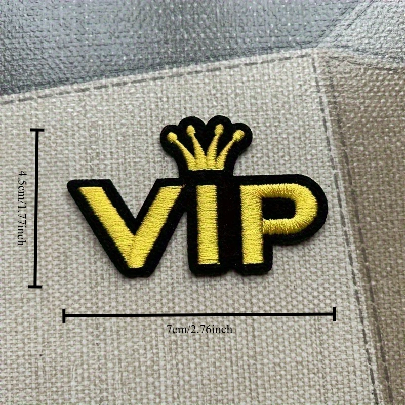10PCS VIP Embroidery Patch Ironing Sewing Patch Badge Crown Decoration Mini Patch Bag Clothing Fabric Adhesive