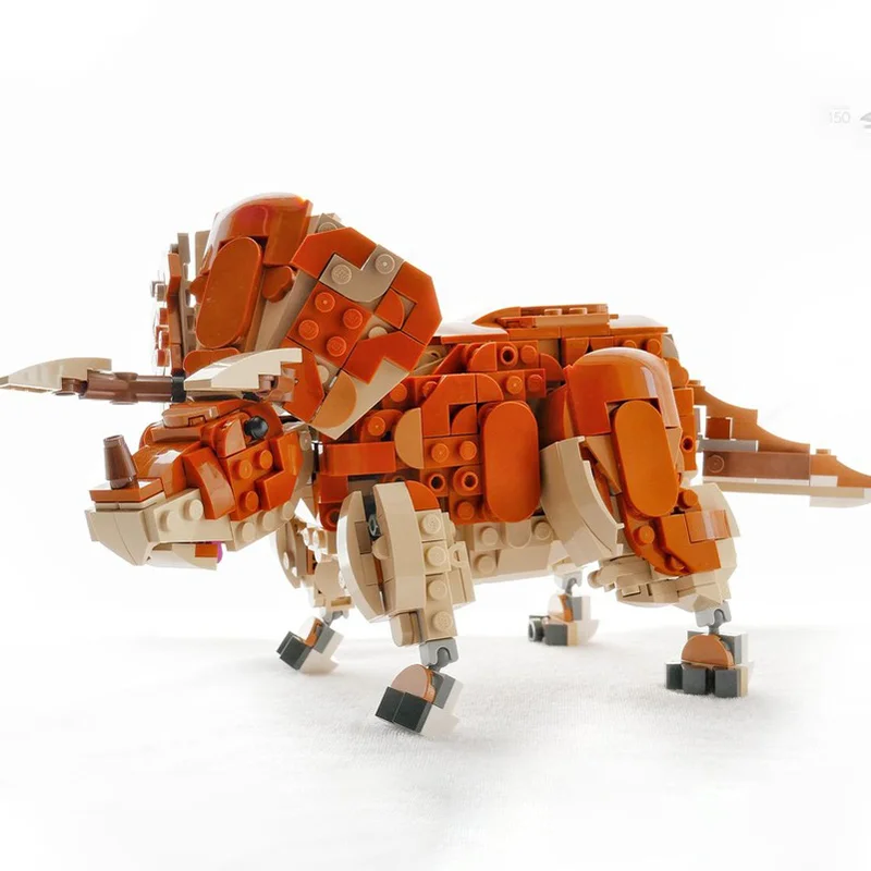 

577 шт. MOC трицератопс строительные блоки DIY модель динозавра доисторическое существо сцена креативная развивающая игрушка для детей