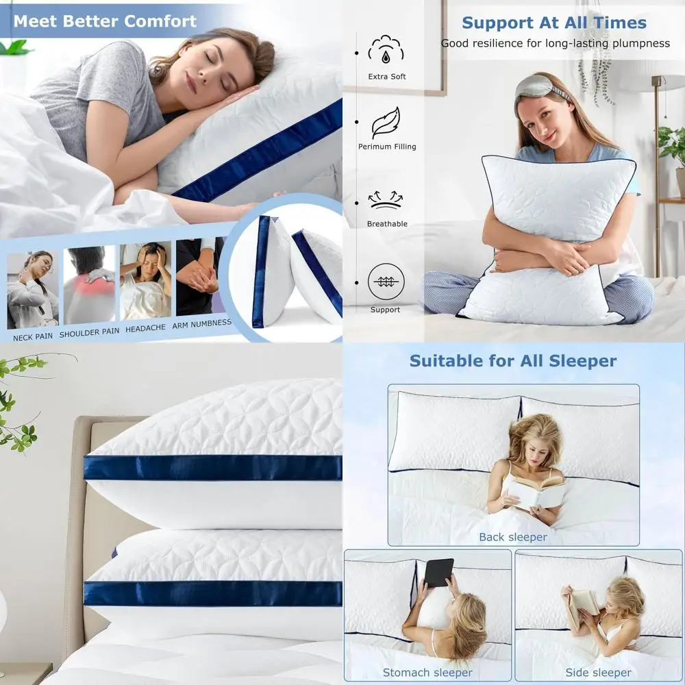 

Комплект из 2 подушек King Size: охлаждающие, роскошные подушки в гостиничном стиле с поддержкой для сна на боку и на спине, можно стирать в машине.