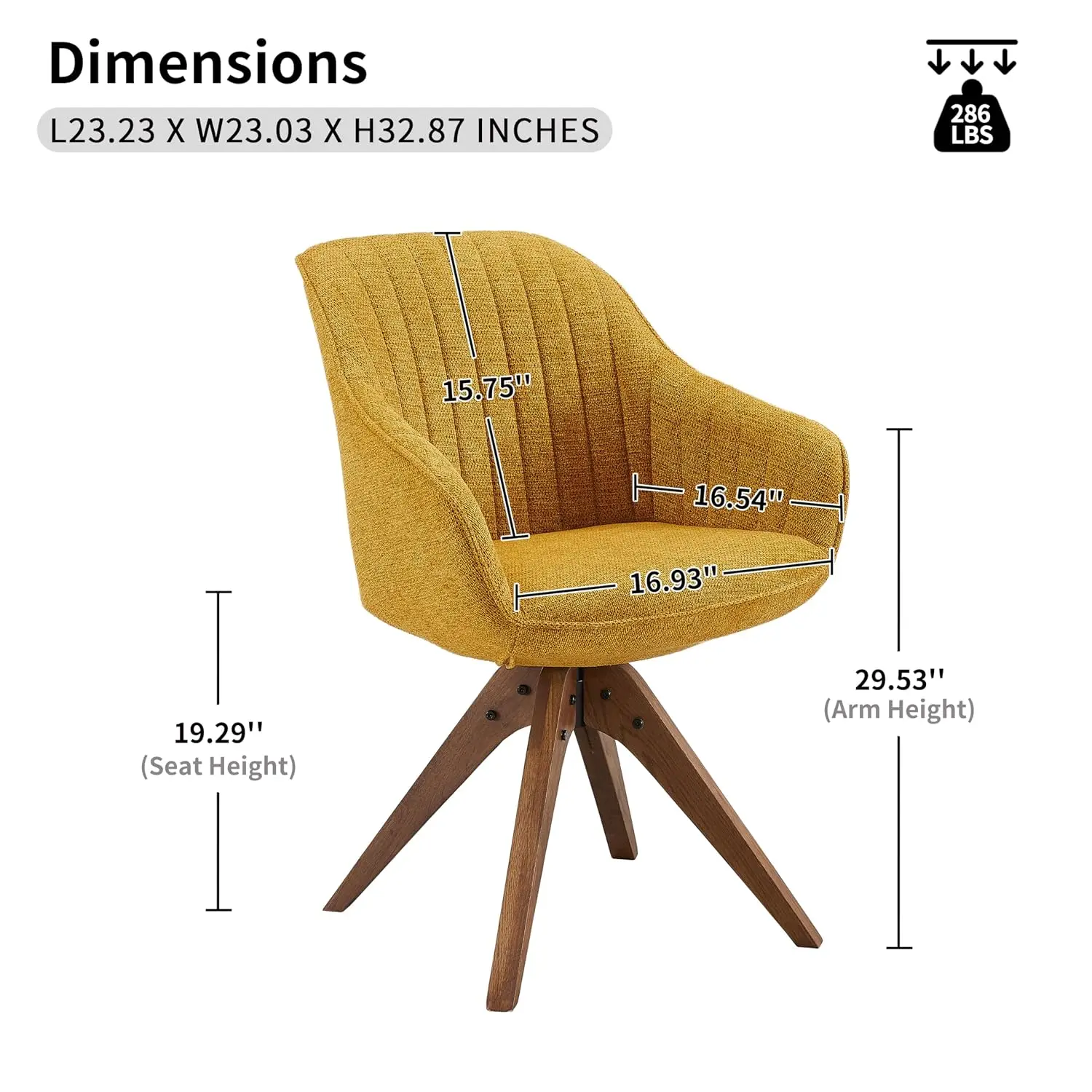 Swivel Home Office Desk Chair, Fabric Upholstery, Ergonomic, Adjustable Height, Modern Workspace, Yellow, Customized