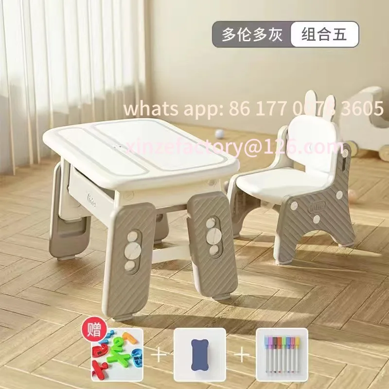 طاولة دراسة قابلة للتخصيص، طاولة ألعاب رفع منزلية متعددة الوظائف، طاولة دراسة وكراسي للأطفال حديثة وبسيطة #6