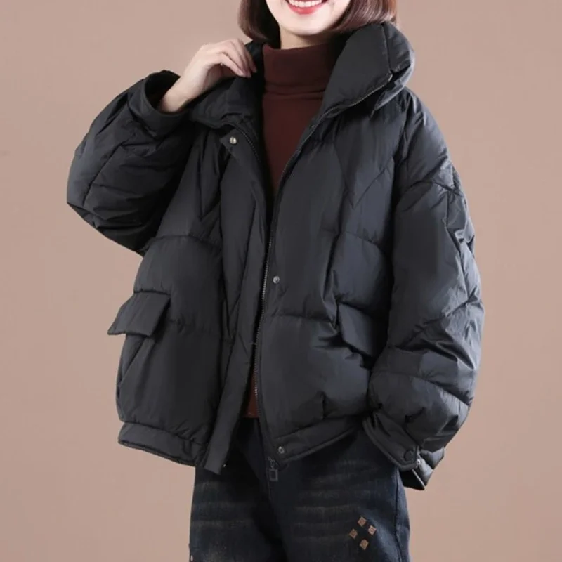 2023 New Women Down Cotton Coat Winter Jacket Female Loose Large Size Short Outwear Thicken Warm Casual Fashion Outcoat