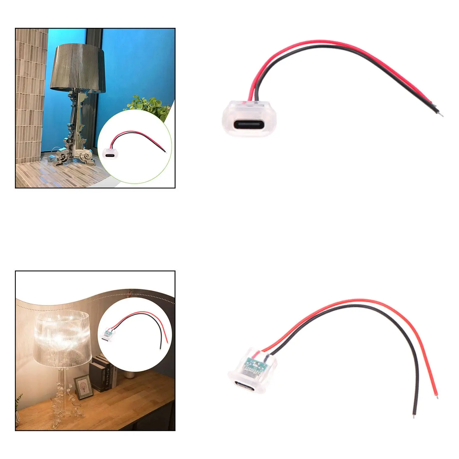 هيكل أنثى من النوع C سلك 2 دبوس ملحقات مدمجة قوية يستبدل اللحام