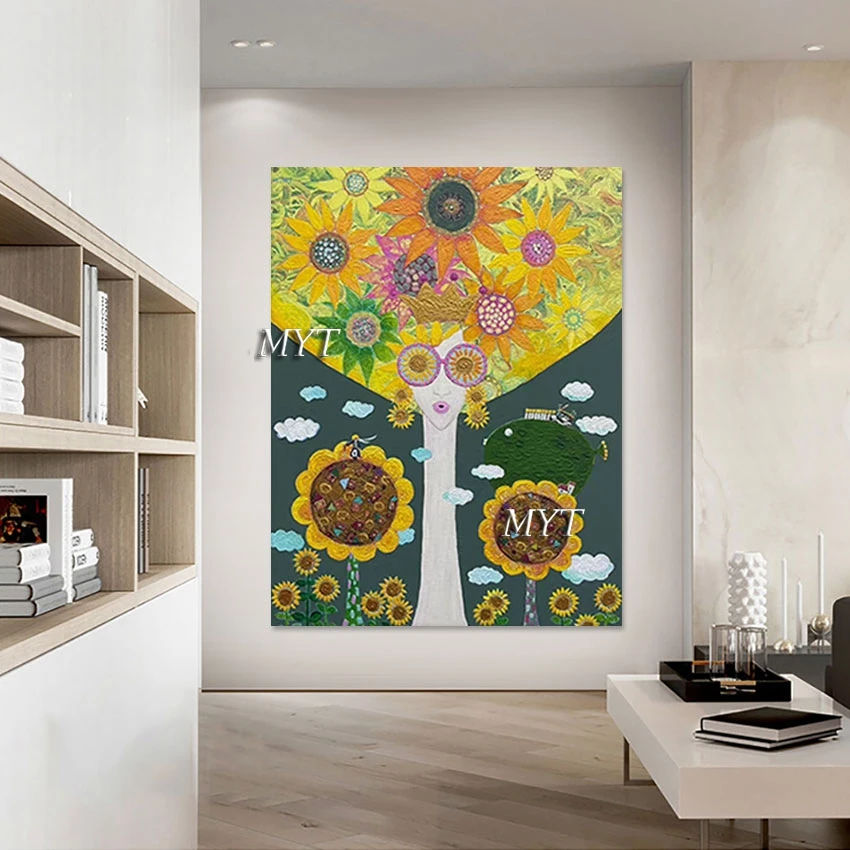 

Fashion Canvas Art Sunflower Abstract Flower Art Oil Painting For Living Room Home Designs Decorations Hand Painted Picture