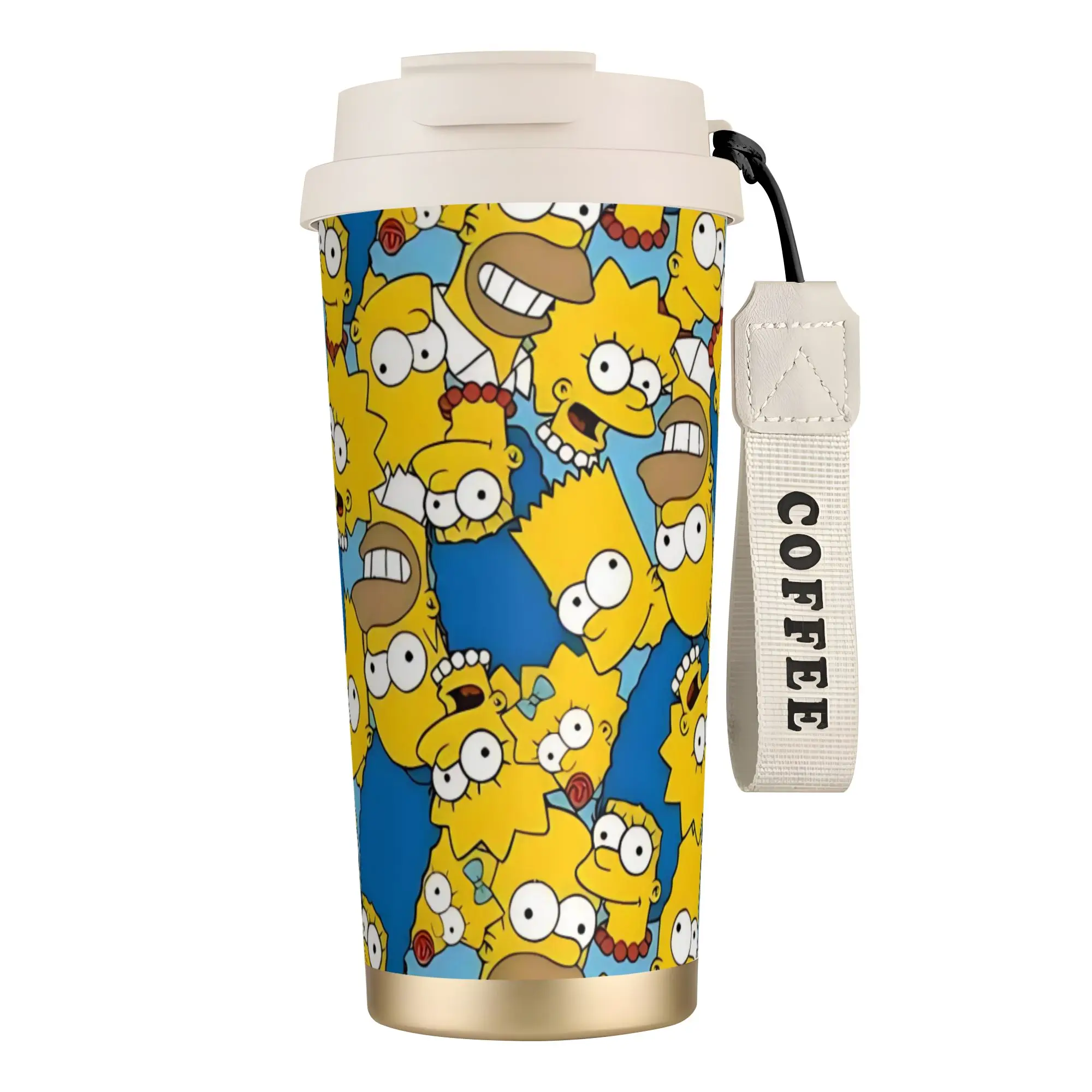 Cartoon S-Simpsons Stainless Steel Coffee Cup Thermal Cup Outdoor Mug Spill Proof