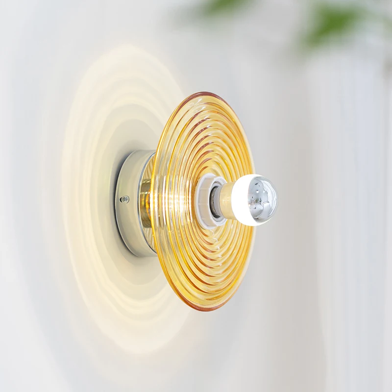 Americanstyle Water Ripple Glass Gedside Lamp for Bedroom Cining Room Corridor Store Background Atmosphere Wall Lamp Ceilinglamp