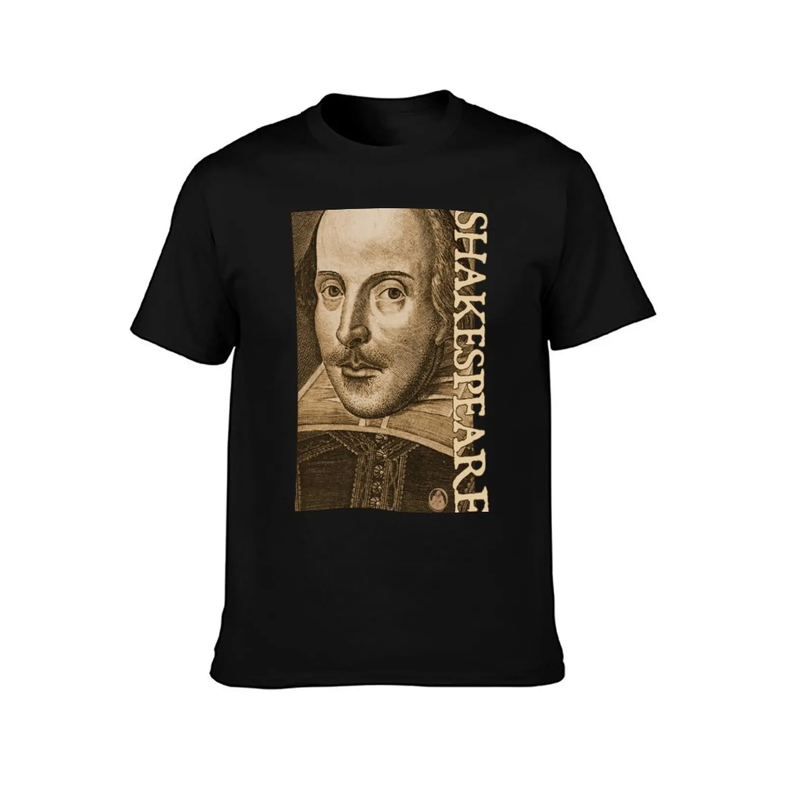 Shakespeare Droeshout Engraving Portrait T-Shirt Big and Tall Loose Fit T-Shirt