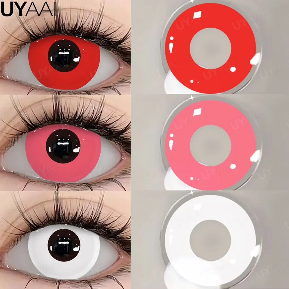 UYAAI Cosplay Kontaktlinsen Kosmetik Farbige Schüler Halloween Cosplay Make-up Schwarze Kontaktlinsen Weiße Linsen Große Augen 14,5 mm