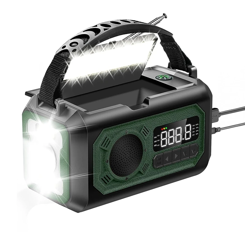 

12000Mah Emergency Weather Radio Hand Crank Radio Solar Radio Portable AM/FM/NOAA Radio With Flashlight Reading Lamp-B Durable