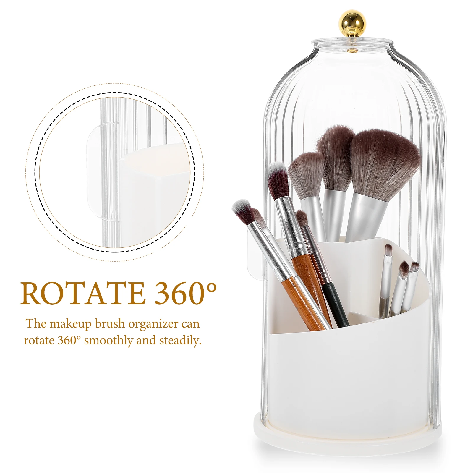 

Rotating Storage for Makeup Makeup Brush Organizers Brushes Large Capacity Transparent Black Desktop Organizer 360 Degree Spin