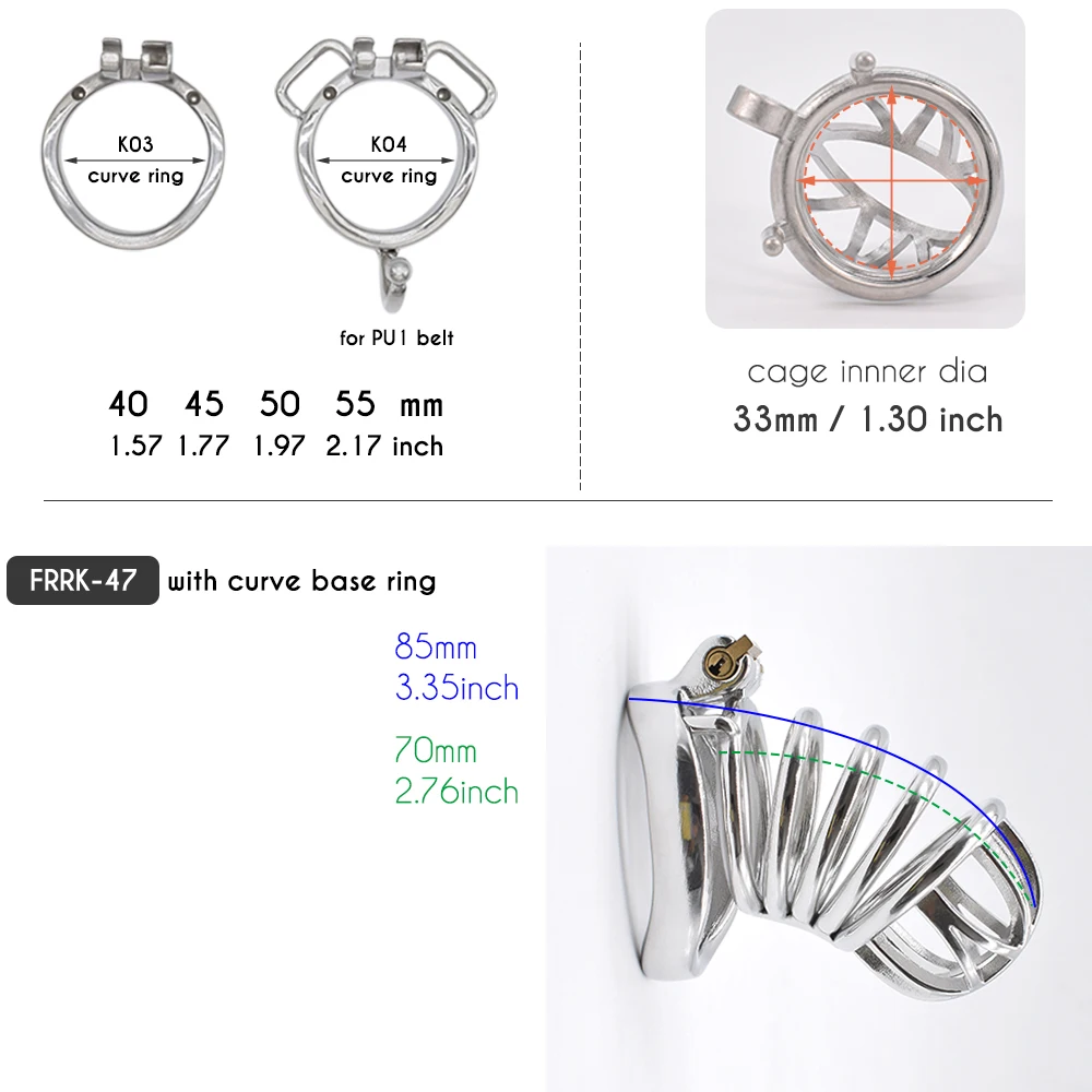 FRRK Big Chastity Cage Metal Penisring Adjustable Chastity Band Belt Male for Men Stainless Steel Lock Cock Cage Sex Shop