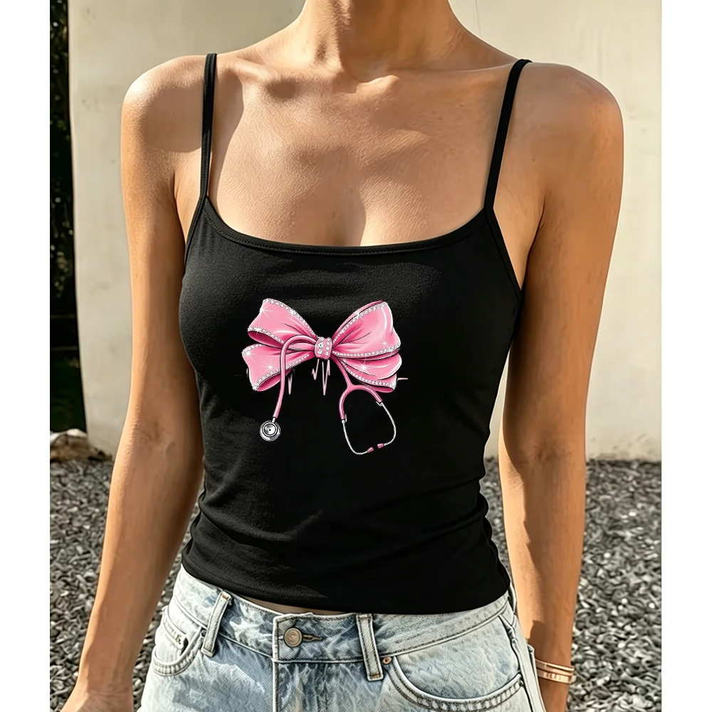 Stethoscope Bow Camisole Women Medical Staff Gift Ideas Hospital Work Office Commute Nurse School Volunteer Costumes