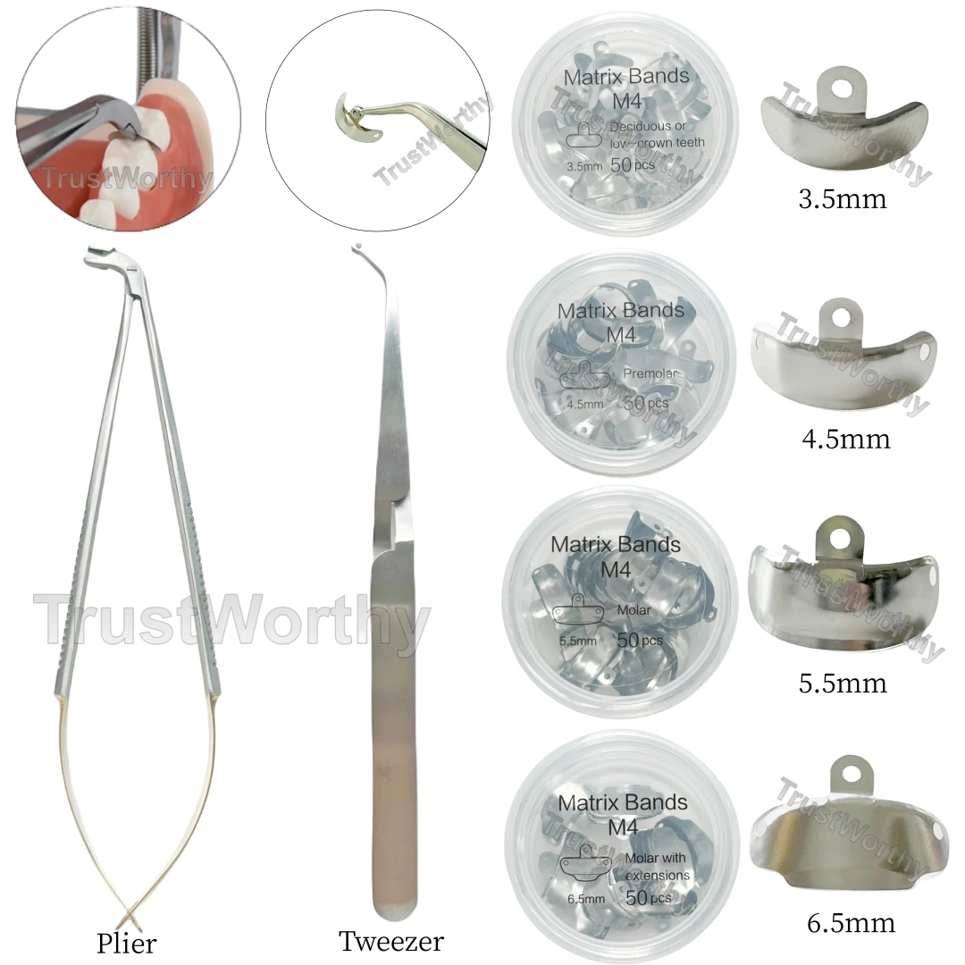 

Dental Sectional Matrix 3D Matrices Hole Band Protrusions Matrice Tweezers Plier 3.5mm/4.5mm/5.5mm/6.5mm