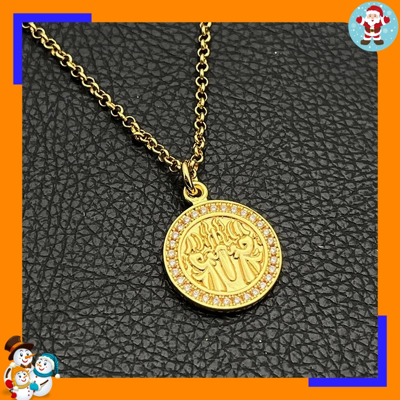Gold Diamond Virgin Sword Necklace Men's and Women's Personalized Cross Pendant Collarbone Chain
