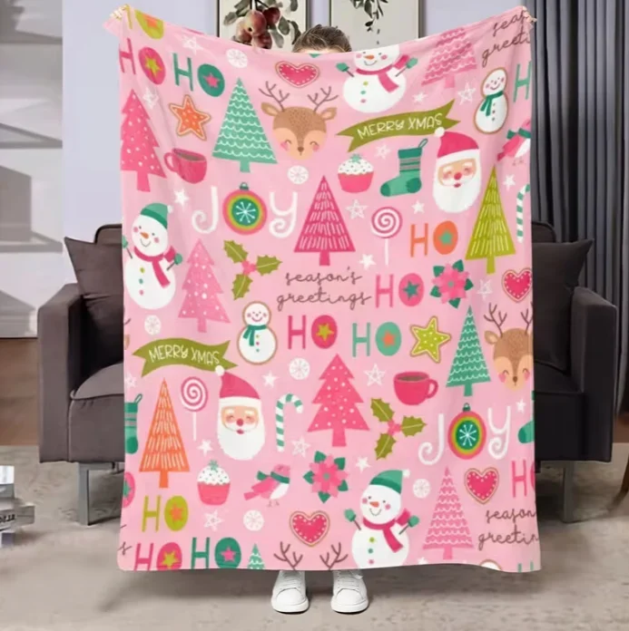 Christmas Tree, Golden Star, Ornamentprinted Flannel Blanket Cozy Soft Flannel Blanket Sofa Bed Car Office Soft Warm All-Season