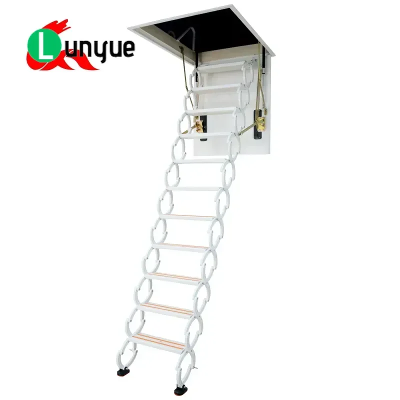Modern Invisible Retractable Loft Staircase Durable Metal Construction Space Saving Folding Ladder for Apartment Warehouse