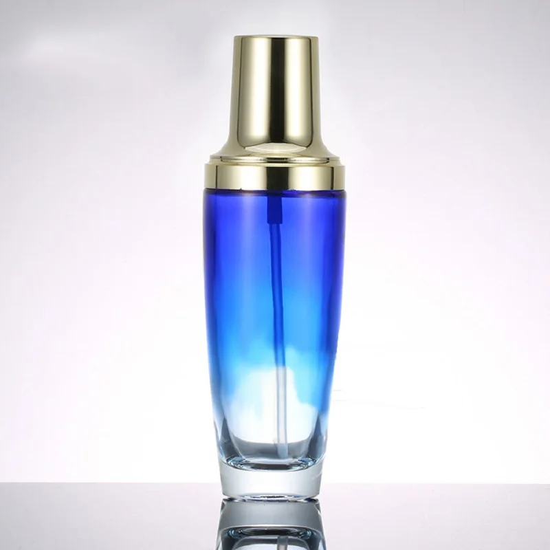 

100ml purple/green/pink/blue glass bottle gold pump/sprayer lotion/emulsion/serum/foundation essence moisture toner Packaging