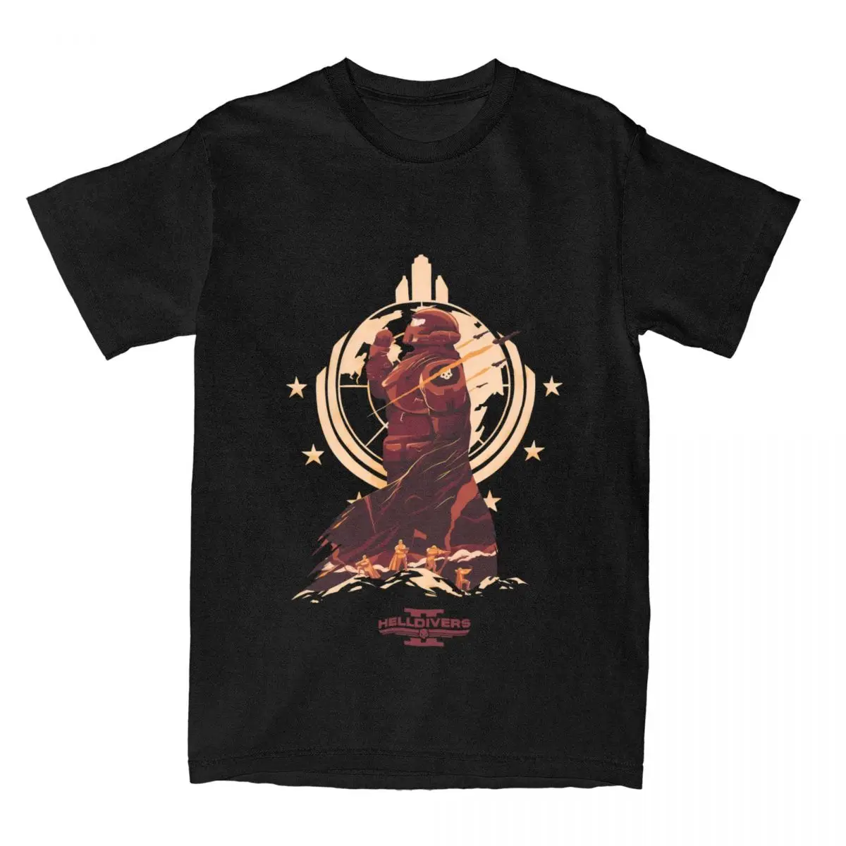 Men's T-Shirt Helldivers 2 Video Game T-Shirts Leisure Shooting Gun Summer Tees Vintage Design Cotton Tops Gift