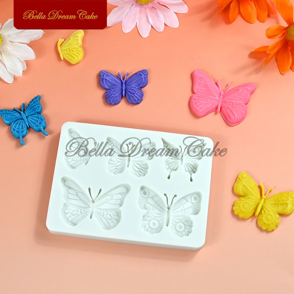 Mini molde de silicona con diseño de mariposa 3D, molde de Chocolate Fondant, modelo de arcilla DIY, herramientas de decoración de pasteles de boda,